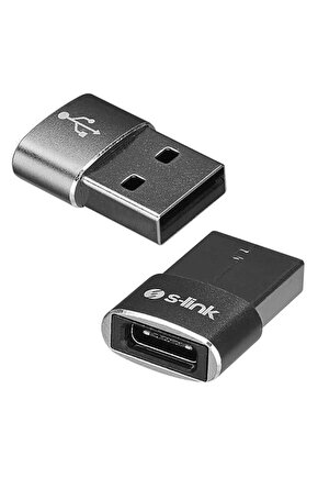 S-Link SL-TA28M Otg Çevirici TYPE-C Dişi TO USB Erkek Metal Gövdeli (4989)