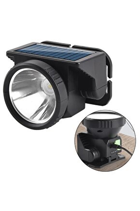 POWER LED BEYAZ SOLAR KAFA LAMBASI FENERİ TYPE-C ŞARJLI 73X77X55MM WH-8868A (4887)