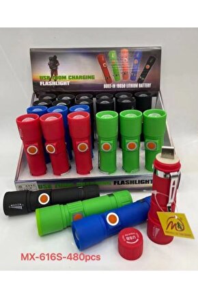 MX-616S Usb Şarjlı 3 Modlu Plastik Kasa Mini El Feneri