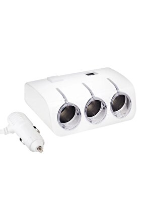 Pm-18952 12v24v Çift Usbli 3lü Oto Çakmak Çoklayıcı
