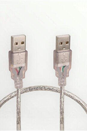 50 cm Şeffaf USB Erkek–Erkek Bağlantı ve Veri Aktarım Kablosu