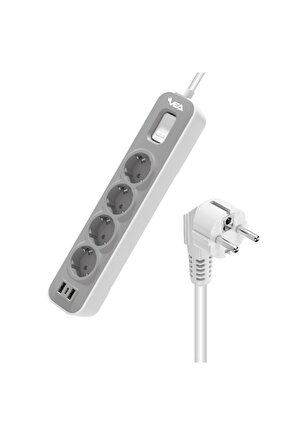 Ve-nova104u A Class 4lü 2 Usbli Anahtarlı 1.5 Metre Akım Korumalı Grup Priz (MADE IN MALAYSIA)