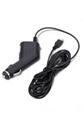 Kablolu Mini USB 5 Pin Adaptör – 3 Metre 5V 1A Çakmak Fişli Güç Kablosu, Navigasyon ve Araç Kamerası