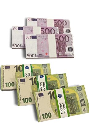 6 Deste Euro Şaka Parası Seti 3 X 500 € + 3 X 100 € Düğün Atma, Parti, Film Dekoratif Kullanım İçin