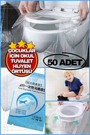 Çocuklar İçin Okul Klozet Kapak Örtüsü Pratik Kullanımlı Hijyenik Klozet Kapağı Poşeti 50 Adet