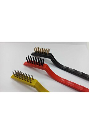 3lü tel fırça seti pirinç-naylon-çelik fırça