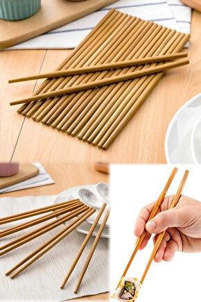 10 Çift Çubuk Yıkanabilir Bambu A Kalite Kaymaz Ahşap Chopsticks Çin Yöresel Yemek Çubuğu Stick Pro