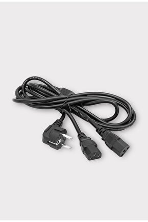 ÇİFT GÜÇ ÇIKIŞLI 1.8 METRE PC POWER KABLOSU DİŞİ IEC C13 AC220V TEK PRİZ