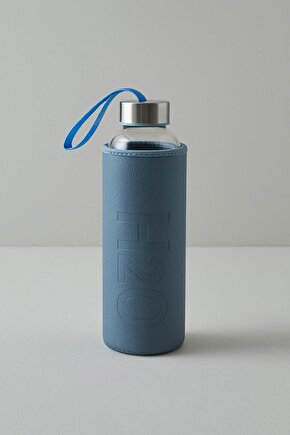 500 ml Bej Deri Kılıflı Cam Su Matarası