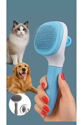 Kedi ve Köpek Tüy Toplayıcı Tarak – Kendini Temizleyen Otomatik Düğmeli Fırça