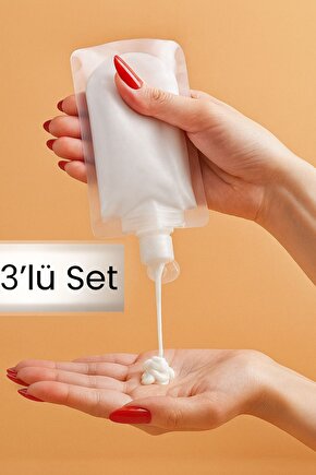 3’lü 100ml Seyahat Tipi Şampuan Krem Losyon Kabı Seti – Tekrar Kullanılabilir Sızdırmaz Şişe