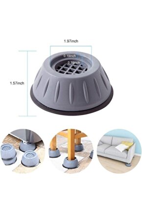 Gri Çamaşır Makinesi Titreşim Engelleyici Stoper 4 Lü Set