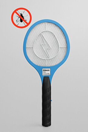 Pilli Elektrikli Sinek Öldürücü Raket – Güvenli Tel Tasarımı-MAVİ RENK