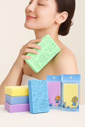 Çocuk ve Yetişkin İçin Desenli Renkli Banyo Süngeri – Ölü Deri Temizleyici Vücut Süngeri