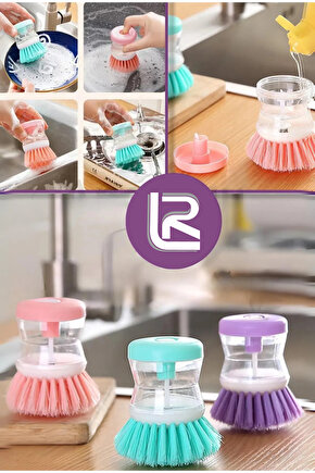 Pratik Sıvı Deterjan Hazneli Bulaşık Fırçası | Hazneli Mutfak Banyo Lavabo Yıkama Fırçası - 1 Adet