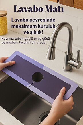 Aveo 1 Adet Su Emici Lavabo Altı Koruma Matı – Kaymaz Tabanlı Lavabo mat