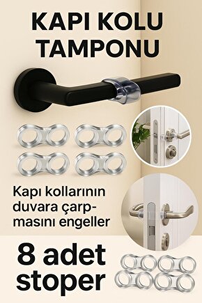 8li Kapı Kolu Koruyucu Şeffaf Stoper 8 Adet CN Nemli bir bezle silin.