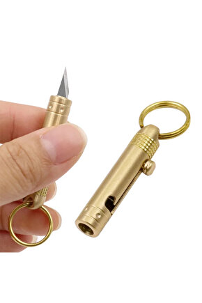 Mini Anahtarlık Tipi Pirinç Gövdeli Çakı Bıçak – Taşınabilir Mini Falçata