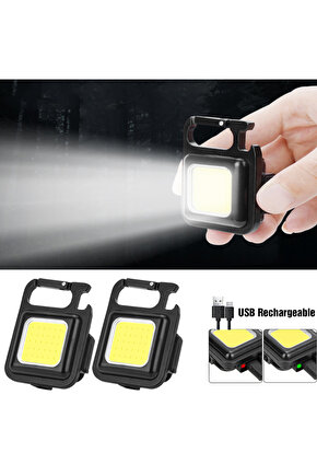 Mini Led Işık Kamp El Feneri Mıknatıslı Su Geçirmez Şarj Edilebilir Çantaya Asılabilir 2 Adet