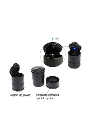 Wildlebend Araç Içi Küllük: Led Işıklı + Kapaklı Araba Küllüğü