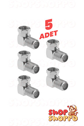 5 ADET 90 Derece F L Konnektör, Uydu Kablosu Ucu, Hızlı F konnektörden F konnektöre L adaptör