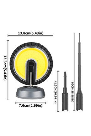 Mıknatıslı ve Ayaklı Beyaz Cob Ledli Tek Yönlü 180 Derece Solar Çalışma Lambası KPF98L3