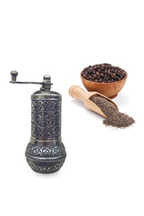 Tarihi Zamak Tombul Karabiber El Değirmeni 11 cm