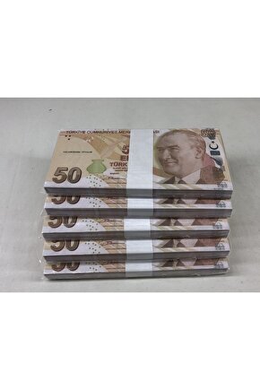 3 Deste Oyuncak Geçersiz Yazılı 50 Türk Lirası Yapay Çakma Para 300 Adet