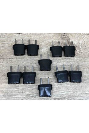 10 Tane Amerikan Uçlu Prizlerini Türk Uçlu Pirize Çevirici Türkiye Fiş Dönüştürücü Siyah Adaptör