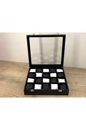 Özel 20 Gözlü Yirmi Adet Kol Saati Kapasiteli Cam Kapaklı Saat Saklama Kutusu