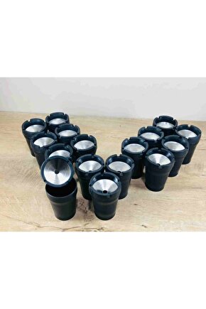 16 Adet Kokuyu Dumanı Içine Hapseden Küllük Yanmaz Plastik Metal Hazneli Kül Tablası Mavi