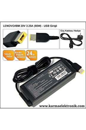 Lenovo Ideapad 300 Notebook Adaptör ( Lenovo 20v 3.25 65w )
