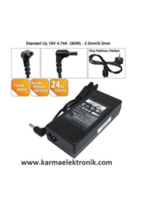 Asus N56v, N56vb Uyumlu Notebook Adaptör, (90w - 19v 4.74a)