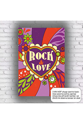 hippi tarzda rock ve aşk müzik ev dekorasyon mdf tablo retro ahşap poster