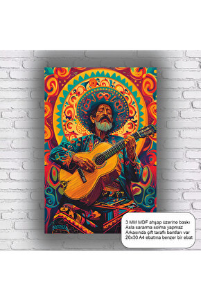 güney amerika gitar çalan amigo pop art mdf tablo retro ahşap poster
