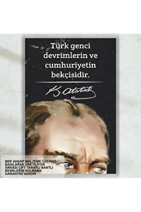 Atatürk sözleri Türk genci mdf tablo retro ahşap poster