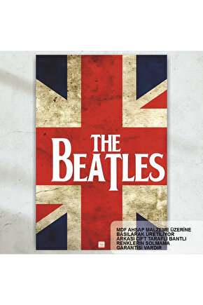 the beatles rock müzik ingiltere bayrak vintage dekorasyon retro ahşap poster