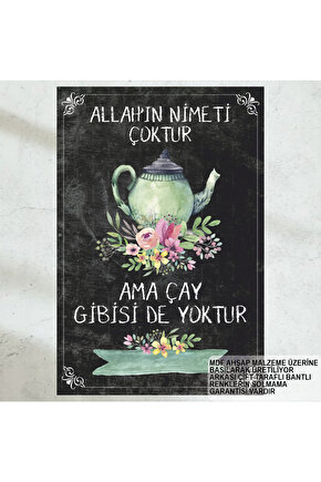 çay gibisi yok komik esprili çay sözleri duvar yazıları ev mutfak kafe dekorasyon retro ahşap poster