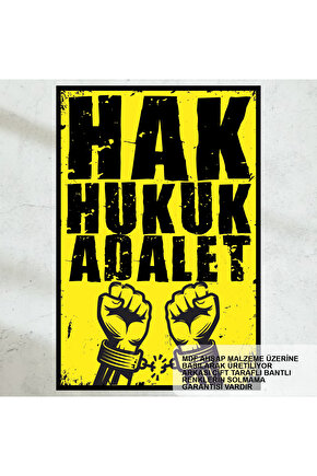 Hak hukuk adalet özlü sözler duvar yazıları  retro ahşap poster tablo
