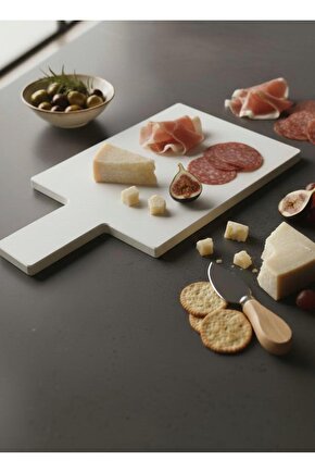 Şık ve Modern Beyaz Mermer Sunum ve Kesme Tahtası