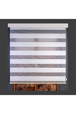 Geniş Plise Beyaz Zebra Perde