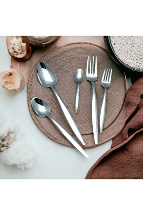 60 Parça 12 Kişilik Natural Çatal Kaşık Takımı - Sivri Model