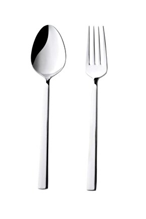 12 Kişilik 24 Parça Yemek Kaşığı Yemek Çatalı Seti Takımı 12li 12 Adet Sade Çubuk Model