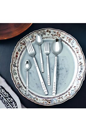 Kutulu 6 Kişilik 30 Parça Çatal Kaşık Takımı Damla Model