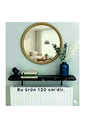 4 KÖŞE OVAL Petek Üstü Raf Duvara Montajsız Kalorifer Peteği Üstü Raf 120x18cm SİYAH MERMER DESEN