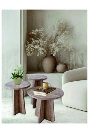 Mantar 3 Lü Zigon Sehpa Iskandinav Stili ATLANTİK ÇAM