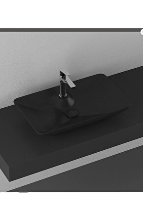 Sistema Y Clear Tezgah Üzeri Lavabo 65 Cm Mat Siyah Dekorsuz Delikli 10sy50065