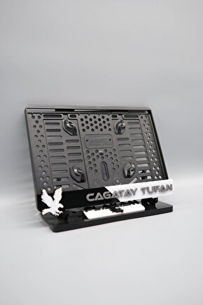 SİYAH BEYAZ TARAFTAR 3D KABARTMALI KİŞİYE ÖZEL İSİMLİ PLEKSİ MOTOR PLAKALIĞI