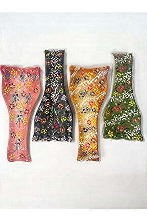 Dekoratif  Tasarım Kirli Kaşık Altlığı, Kaşıklık, Kepçe Altlığı, Çini  Seramik Tamamen El Yapımı