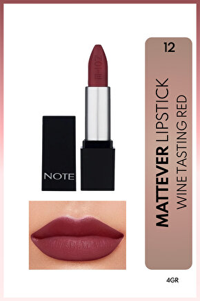 Mattever Lipstick Yarı Mat Saten Bitişli Ruj 12 Wine Tasting Red - Mor
